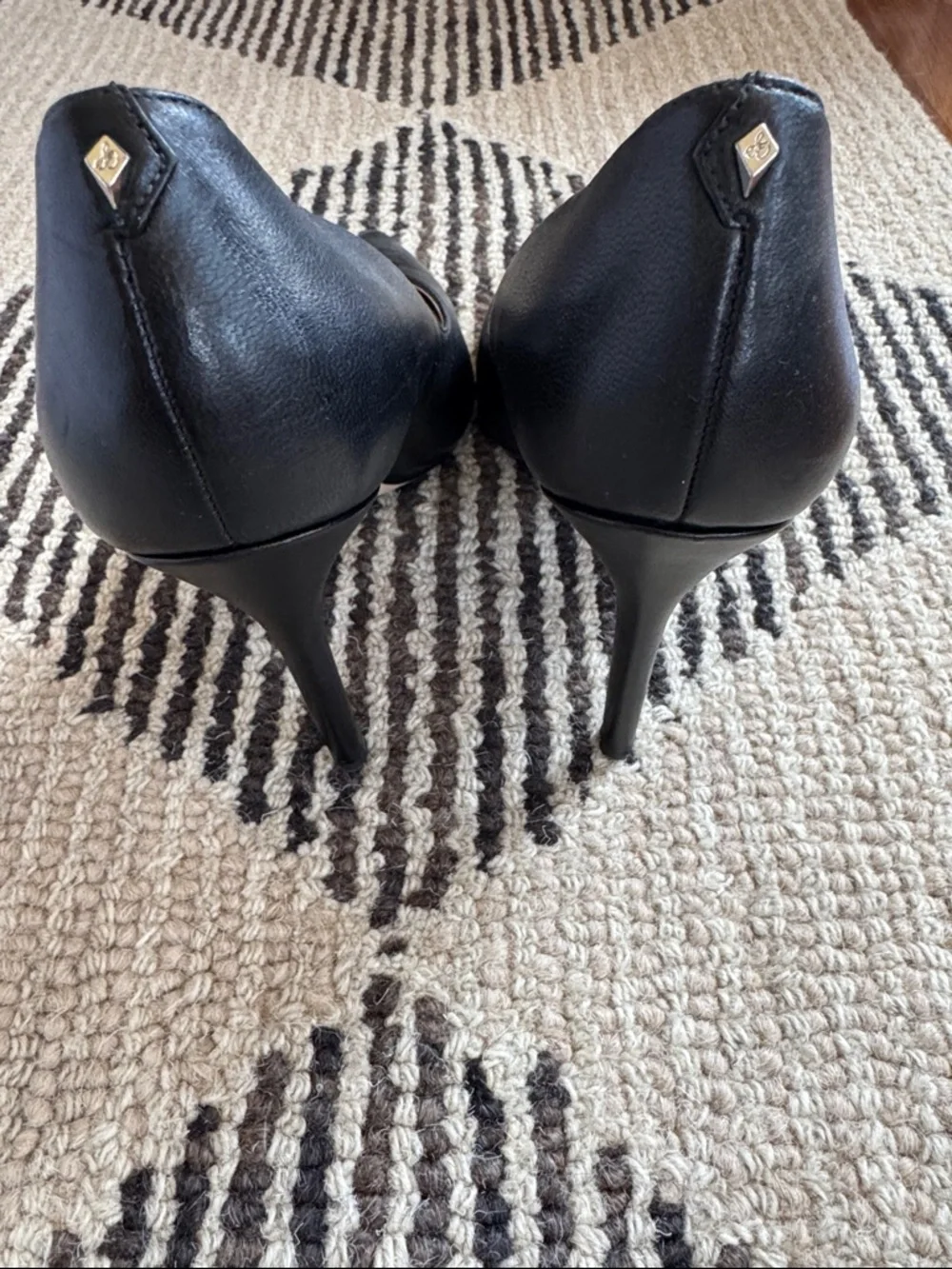 Sam Edelman Black Leather Pointed Toe Heels - Picture 3 of 5